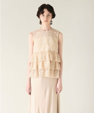 GRACE CONTINENTAL レースギャザートップ ベージュ
