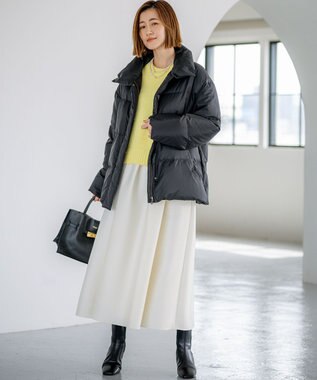 23区 L 【Oggi掲載】シレータフタ ハイネック ショート ダウンコート ブラック系