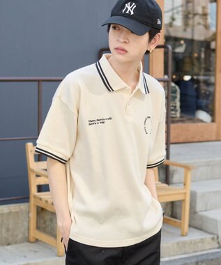 WEGO 【ユニセックス着用ITEM/MLサイズ展開】ワッフルラインポロ オフホワイト