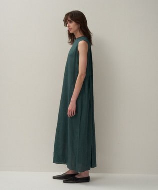 ATON NATURAL DYED LINEN LAWN | タックドレス GREEN