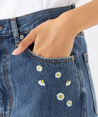 OP／FILA 【OP】刺繍付き美脚シルエットデニム ブルー