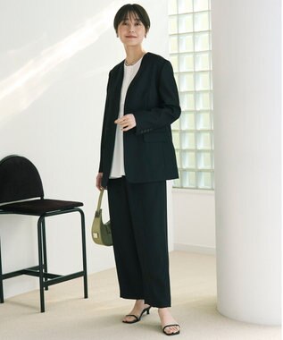 UNFILO L ノーカラージャケット ブラック