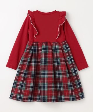 ANY KIDS チェック柄 ドッキング ワンピース レッド×チェック