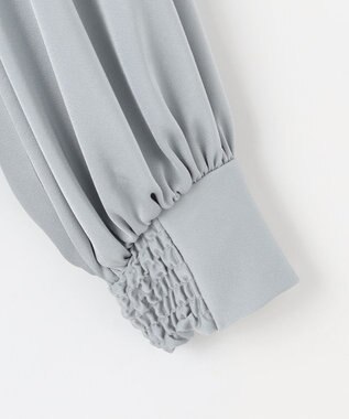 #Newans 【ストレッチ】〈花乃まりあさんコラボ〉ハイネックブラウス サックス