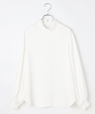 #Newans 【ストレッチ】〈花乃まりあさんコラボ〉ハイネックブラウス ホワイト