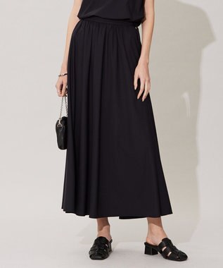 ICB 【接触冷感・UVカット・速乾・洗える】マットスキューバ フレアスカート ブラック系