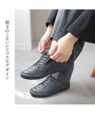 Pointer 本革軽量アウトステッチシューズ ダークネイビー