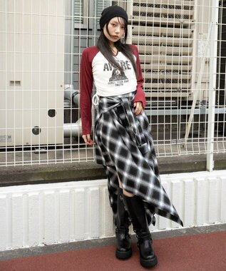 WEGO キーネックサイドドロストラグランロンT レッド