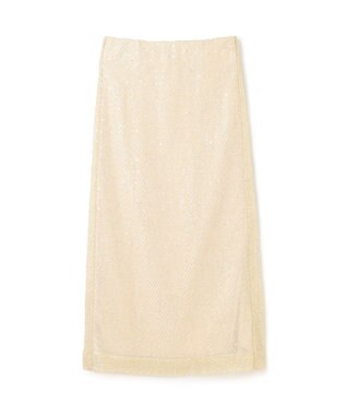GRACE CONTINENTAL メッシュスパンコールタイトスカート ゴールド