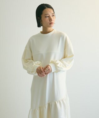 Green Parks ａ．切り替えジャガードワンピース White