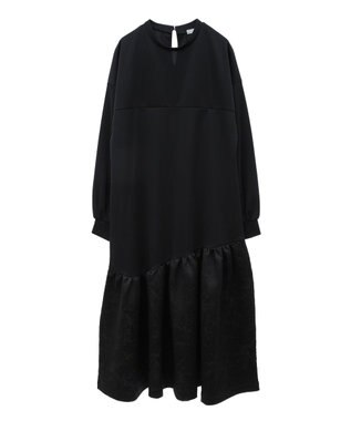 Green Parks ａ．切り替えジャガードワンピース Black