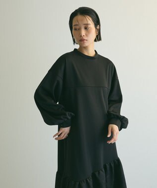 Green Parks ａ．切り替えジャガードワンピース Black