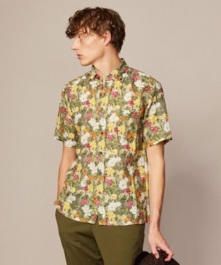 【TEXTA・リネン100％】BIRD＆フラワープリントシャツ