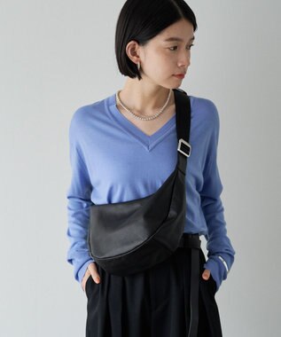 russet ＜ブランド人気No.1ショルダー＞ソフトレザーラウンドショルダーバッグ(CE-1326-WEB) Black2（シルバー金具）