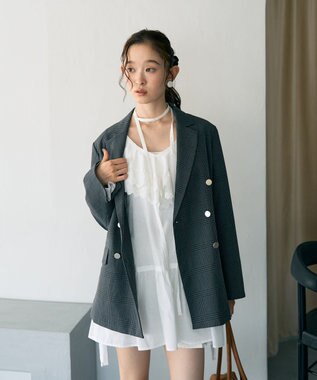 earth music&ecology 【綿100％】サイドリボンラッフルミニワンピース Off White