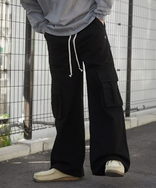 WEGO 【ウエストゴム】スーパーフレアカーゴパンツ ブラック