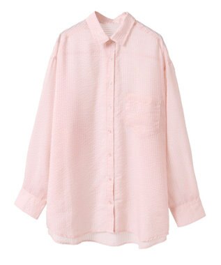 AMERICAN HOLIC シャドーストライプオーバーシャツ Peach