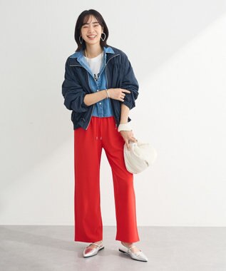 Green Parks ギャザーナイロンブルゾン Navy