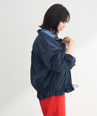 Green Parks ギャザーナイロンブルゾン Navy