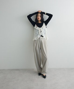 Green Parks レースフリルキャミビスチェ Ivory