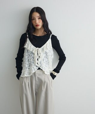 Green Parks レースフリルキャミビスチェ Ivory