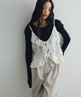 Green Parks レースフリルキャミビスチェ Ivory