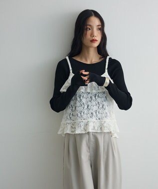 Green Parks レースフリルキャミビスチェ Ivory