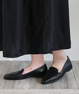 APOM 日本製 晴雨兼用スクエアトゥコインローファー15＜CRAHUG限定＞ ブラック