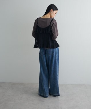 Green Parks レースフリルキャミビスチェ Black