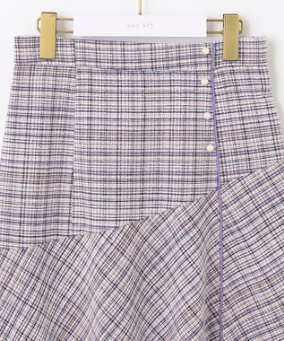 ANY SIS 【洗える】ライトツイード調 スカート ラベンダーMIX