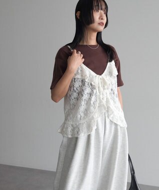 Green Parks レースフリルキャミビスチェ Ivory