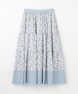 GRACE CONTINENTAL リボンプリントスカート ブルー