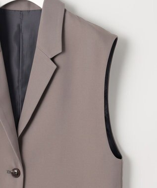 Feroux 【洗える】バックペプラム ジレ ライトグレー系