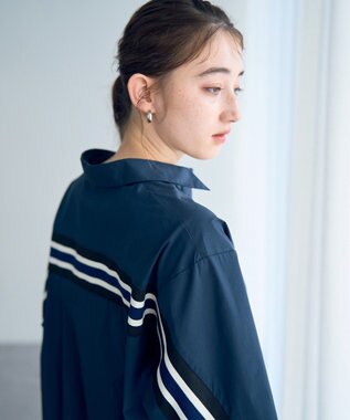 YECCA VECCA リブMIXシャツワンピース Navy