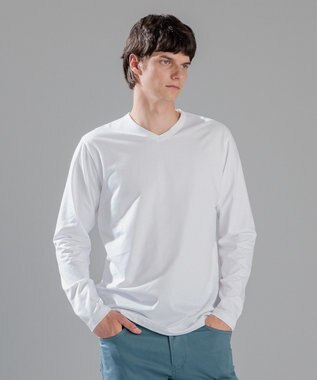 スビンソフトジャージー　Vネック長袖カットソー