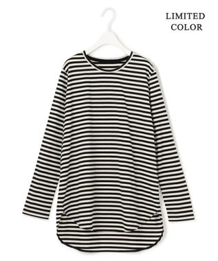 ICB 【WEB限定カラーあり・洗える】 シンプルジャージー ロングスリーブTシャツ ブラックボーダー［WEB限定］系