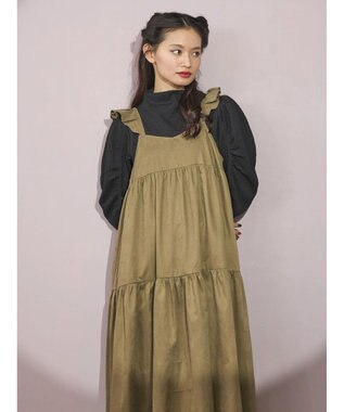 Green Parks ■ＥＳＣＡＲ　ボトルネッククレープカットプルオーバー Black