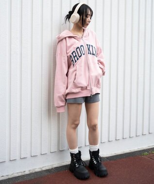 WEGO グラフィックBIGZIPパーカー ピンク