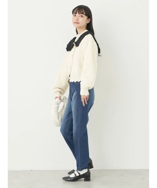 earth music&ecology フリルカラーカーディガン Ivory