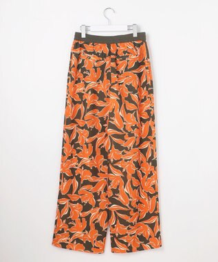 自由区 シアーカラミプリントワイド パンツ ブラウン×オレンジ