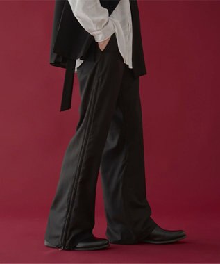 WEGO 【ユニセックス着用ITEM】サイドZIPフレアスラックス ブラック