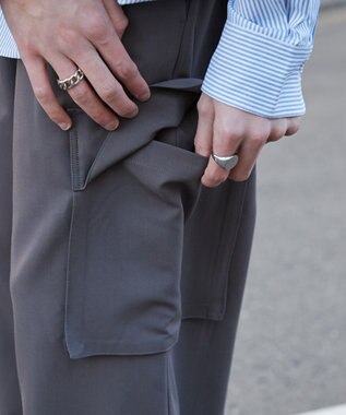 WEGO 【ウエストゴム/MLサイズ展開】イージーワイドカーゴスラックス ダークグレー