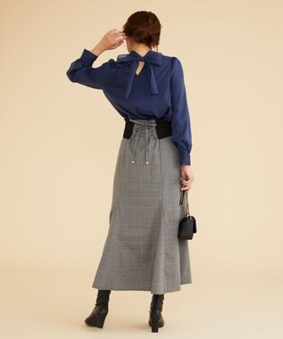 Feroux 【古畑星夏さん着用】バックリボンオーガンジー ブラウス ネイビー系