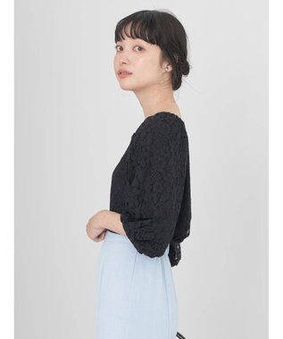 earth music&ecology フラワーレースブラウス Black