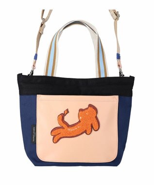tsumori chisato CARRY キラミックスコンビ トートバッグ 2wayショルダー ネコ Sサイズ ネイビー