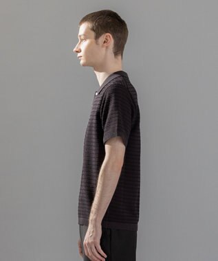 JOSEPH HOMME 【洗える】ジオメトリックボーダー　ポロニット ダークブラウン系3