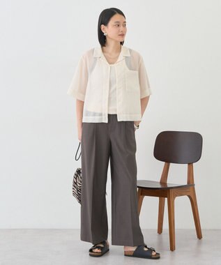 AMERICAN HOLIC シアーショート丈開襟シャツ Ivory