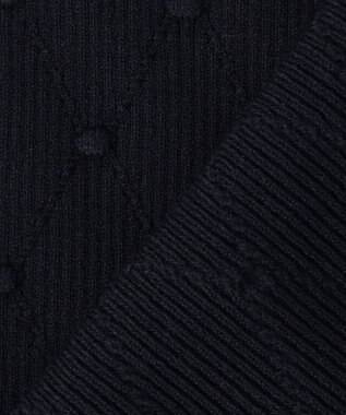 組曲 L 【先行予約・WEB限定】ポップコーンアーガイル5分袖 ニット ネイビー系