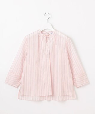 J.PRESS LADIES 【洗える】ランダムストライプ スタンドカラー  ブラウス ピンクストライプ系