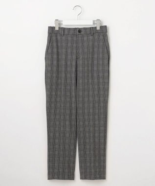 自由区 【撥水加工・洗える】TRギャバ裏起毛チェック柄テーパード パンツ グレーチェック